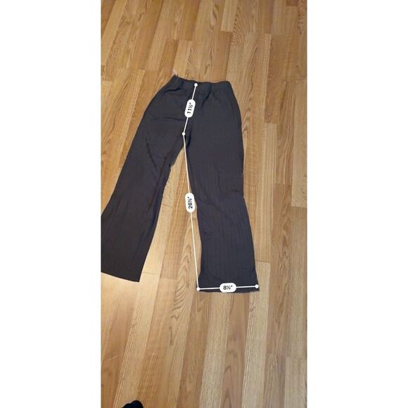 Women’s Flowy Pants Black Ribbed Size Medium Comfy Wide Legged Boho Chic - Picture 5 of 7